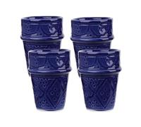 NKlaus Set di 4 tazze da caffè cappuccino blu navy da 150 ml in ceramica - Tazze di argilla con rilievo fine per cappuccino, tè e tisane