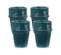 NKlaus Set di 4 tazze da caffè cappuccino verde reale da 150 ml in ceramica - tazze di argilla con rilievo fine per cappuccino, tè e tisane