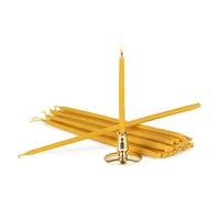 NKlaus - Set di candele in 100% cera d'api con portacandele a cono L 25cm fatte a mano 40079