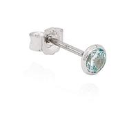 NKlaus singoli orecchini a calice singolo in argento 925 placcato in rodio orecchino con zircone azzurro da 4 mm 11212