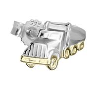 NKlaus singolo orecchio camion borchia 925 argento rodiato bicolore 9 * 7 mm orecchino d'argento uomini 4848