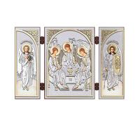 NKlaus Triptico con icone della Santa Trinità, in legno, 8,5 x 13 cm | altare cristiano da viaggio in legno