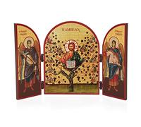 NKlaus Vite Cristo con 12 Apostoli trittico in legno icona 25x16cm cristiano 11316