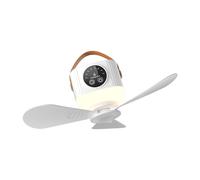 nkptedv Ventilatore da soffitto silenzioso multifunzione, bianco, 3600 mAh | Ricarica USB con timer e luce notturna per campeggio all'aperto e uso interno in dormitorio studentesco