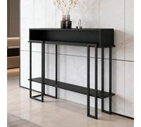 NKSTRWR Tavolino Da Divano Moderno In Metallo,tavolino Da Ingresso Industriale Dietro Il Divano,mobiletto Portaoggetti E Mensola Per Corridoio,ingresso Stretto(Black,39.4in)