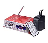 NKTECH 3A Power Adattatore HY-502S 3.5mm FM/MP3/USB/SD/DVD Audio Altoparlante Car Bluetooth Audio stereo Amplificatore HIFI Bass High-Power 2- Canale 20W x 2 RMS Player Rosso con Remote Controller