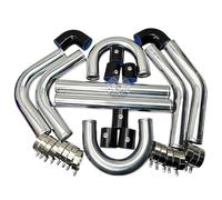 NKURTPC Elettropompa Acqua Kit Tubi Turbo INTERCOOLER in Alluminio da 2,5" Pollici 63mm Universale 2MM di Spessore Pompa Acqua Automotive(2.25 inch TK Black)