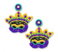 NLCAC Orecchini Mardi Gras con perline maschera corona orecchini pendenti per donne ragazze stella marina carnevale orecchini goccia martedì grasso parata festa festa gioielli regali, perline, perline