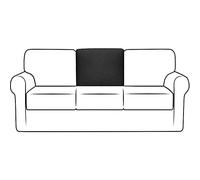 NLCYYQ Coprischienale per divano elasticizzato per divano e schienale a T con coulisse antiscivolo, fodera per cuscino posteriore in pile jacquard (nero, medio)