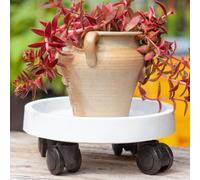 NLDGR Carrello Portapiante Bianco con Ruote, Contenitore per Fioriera, Contenitore per Piattini Rotanti con Ruote, Contenitore per Piante in Plastica, con Base a Rulli, Vaso per Piante