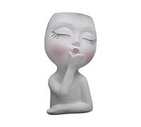 NLDGR Fioriera a forma di viso bacio, statua di facce di signora, vaso da fiori a testa di ragazza, vaso da fiori carino in resina, vaso per piante da viso, decorazione per interni
