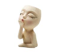 NLDGR - Vaso decorativo a forma di testa con bacio, adorabile vaso per piante in resina, statua di testa di donna, vaso per fiori, vasi per piante in testa, decorazione per interni