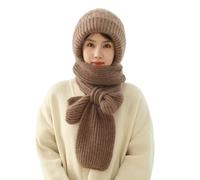 NLIADVY Sciarpa antivento con protezione per le orecchie integrata, sciarpa invernale calda lavorata a maglia, sciarpa con cappuccio, cappello invernale lavorato a maglia da donna (One size,Khaki)