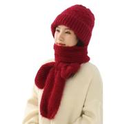 NLIADVY Sciarpa antivento con protezione per le orecchie integrata, sciarpa invernale calda lavorata a maglia, sciarpa con cappuccio, cappello invernale lavorato a maglia da donna (One size,Wine Red)