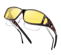 Nlieanuc Occhiali Guida Notturna Polarizzati - Sovraocchiali da Sole Lenti Gialle per Uomo Donna Guida Antiriflesso Night Vision Goggles (Tartaruga Giallo)