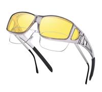 Nlieanuc Occhiali Guida Notturna Polarizzati - Sovraocchiali da Sole Lenti Gialle per Uomo Donna Guida Antiriflesso Night Vision Goggles (Trasparente Grigio Giallo)