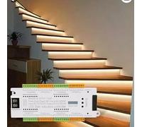 NLIGHTING Controller LED per Scale 32 Canali 12V/24V 500W con 2 Sensori PIR e Sensore Crepuscolare - Centralina Intelligente per Illuminazione Sequenziale Scale fino a 32 Gradini - Domotica Smart Home