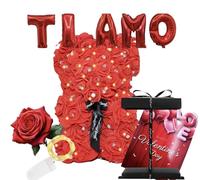 NLIGHTING® Orso di Rose Orsacchiotto Idea Regalo Decorazioni per Lui Lei Fidanzata Moglie Peluche Lovebox Regalo di San Valentino con Brillantini