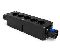 NLIGHTING Power Box CEE 16A Multipresa Palco 5 Prese Schuko 10/16A + Presa Passante CEE 16A, Box Distribuzione Corrente Professionale IP20 per Eventi, Teatro, DJ, Service Audio Luci