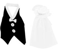 Nlinlin 1 set di coperture per bottiglie di vino per sposi - vestire bottiglie di vino per matrimoni, regali di nozze per la coppia, decorazioni divertenti centrotavola set di accessori