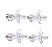 Nlinlin 4 cavi di prolunga per dimmer USB DC 5 V bianco con interruttore on/off adattatore regolatore di regolazione LED per lampadine a LED Lampade Cavo di alimentazione porta USB per lampadine a LED