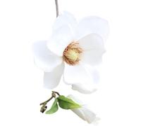 Nlinlin Magnolia artificiale bianca, fiore di seta finta, singolo, floreale, decorazione per la casa, soggiorno, camera da letto, giardino, feste, matrimoni, vaso per scrivania, tavolo, fiori