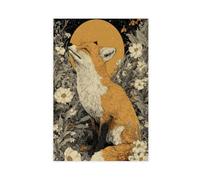 NLKQHTF Poster su tela, motivo: volpe sotto le stelle, decorazione artistica da parete per soggiorno, camera da letto, 60 x 90 cm