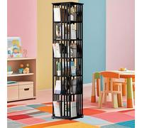 NLLATEI Libreria Girevole, Torre Libreria Girevole A 360°, Libreria Girevole Da Pavimento, Organizer Angolare Per Riporre Oggetti Per Camera Da Letto, Soggiorno, Studio(Black,6 Tier)