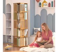 NLLATEI Libreria Girevole, Torre Libreria Girevole Con Display A 360°, Scaffale Portaoggetti Da Pavimento, Organizer Per Libreria Stretta Per Bambini E Adulti(Woodcolor,5 Tier)