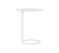 NLLATEI Tavolino Laterale da Divano in Metallo Trapezoidale, Uso Interno ed Esterno - Comodino per Soggiorno Moderno, Balcone o Camera da Letto, Design Italiano Resistente(White,48 * 57)