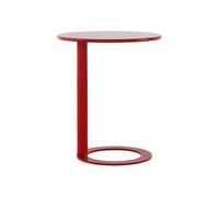 NLLATEI Tavolino Laterale da Divano in Metallo Trapezoidale, Uso Interno ed Esterno - Comodino per Soggiorno Moderno, Balcone o Camera da Letto, Design Italiano Resistente(Red,48 * 57)