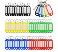 nllkii Set di 50 Portachiavi con Etichette, Targhette in Plastica Morbida di Alta Qualità, 5 Colori Vivaci, per Contrassegnare Chiavi Zaino Valigie Animali Domestic