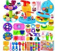 NLMWTI 98 Pezzi Accessori per Plastilina Creazioni da Cucina, Pasta Modellabile Plastilina per Bambini con 24 vasetti Plastilina Macchina Pasta Gelateria Hamburger, Plastilina Bambini 3 4 5 6 Anni