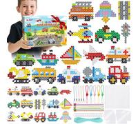 NLMWTI Kit Perline da Stirare 10MM, 1500 Pezzi 19 Colori per bambini dai 3 anni in su, XL Perline da Stirare Portachiavi e Carta da Stiro, Regalo di Natale per Bambini