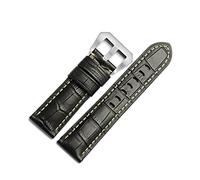 NLNKDTDPAK 22mm 24mm 26mm retrol watchband in pelle di lusso universale watchstrap band adatto for PAM. Guarda il braccialetto di marca Strumento del modello di coccodrillo(Black silver,26mm)