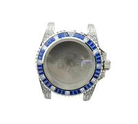 NLNKDTDPAK Adatto for cassa NH35 40,5 mm dell'orologio for anello arcobaleno e vetro zaffiro for diamanti adatta for movimento NH35/NH36/NH34/4R35/6R35/4R36/6R36(Blue,Synthetic Sapphire)