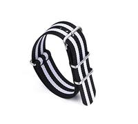 NLNKDTDPAK PREMIUM Herringbone 20mm 22mm Seat Celt Guarda Band Nylon NATO Cinturino adatto for 007 Fit for James Bond Military Sportment Sostitutive Watch(Black white,22mm)