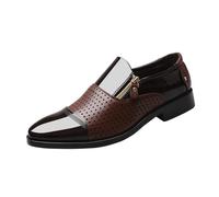 NLNKDTDPAK Scarpe da Uomo in Pelle Lavoro Four Seasons Sandali Slip-on Singole vuote Sposa Traspiranti(Brown,46)