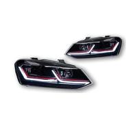 NLNPFGHVZY Bi-Xeno Faro Principale Per Dx - Sx Per VW Per Polo 2011 2012 2013-2017 Per Vento Luci Per Auto Fari Anteriori DRL Hid Bi Xenon Fascio LED Proiettore Lente(Red Line)