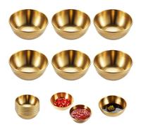 NLONLL Set di 6 tazze rotonde per dolci, piccole ciotole per insalata in metallo, vaso per salsa, mini ciotole rotonde in acciaio inossidabile per condimento sushi frutta dolce (oro)