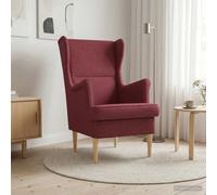 NLQMSU Poltrona Bordeaux Tessuto con Telaio Metallo e Zampe Legno | Tessuto morbido resistente, schienale alto sostenente, cuscino rimovibile lavabile, design versatile soggiorno camera da