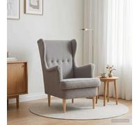 NLQMSU Poltrona Riccio Grigio Chiaro Moderna con Gambe in Legno di Hevea | Cuscino rimovibile, schiuma confortevole, telaio robusto, facile manutenzione, stile scandinavo, tessuto accogliente