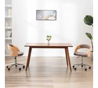NLQMSU Sedia Girevole Ufficio Tortora in Legno Curvo e Tessuto, Imbottito | Seduta soffice, ruote in plastica, montaggio facile, carico max 110 kg, uso versatile soggiorno e ufficio