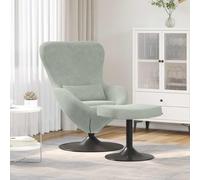 NLQMSU Sedia Uovo Velluto Grigio Chiaro con Pouf, Base Girevole 360 Gradi | Poltrona lounge moderna, braccioli velluto comfort, facile manutenzione, seduta soffice, stile contemporaneo