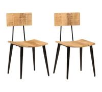 NLQMSU Set di 2 sedie da pranzo in legno di mango solido, 44 x 40 x 80 cm | Legno massiccio denso, telaio in ferro stabile, stile antico, carico 110 kg, manuale incluso, uso cucina soggiorno