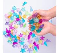 NLR [46pz 250g] Set di Gemme Colorate in Acrilico a Forma di Conchiglia, Stella Marina e Nautilus, Decorazioni per Spiaggia e Vacanze|Attività di Nuoto|Caccia al Tesoro|Regali per Feste a Tema Sirena