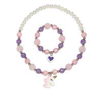 NLR Collana Unicorno e Set Braccialetti, Set di Gioielli Colorati per Bambine, Grande Bigiotteria e Scelta Regalo per Bambini