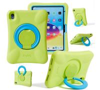 NLR FUN Custodia per iPad per Bambini, Copertura Antiurto per iPad Air M3 (2025) / M2 (2024) da 11 pollici, Custodia protettiva leggera a tutto corpo da manico/supporto pieghevole (Verde + Blu)