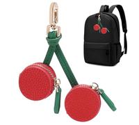 NlsqEU Ciondolo per Portamonete con Design a Ciliegia, Portachiavi Portamonete Ciliegie, Mini Portafoglio da Donna in Pelle, Ciondolo Carino, per la Decorazione Dello Zaino