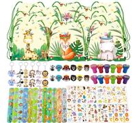 NlsqEU Gadget Compleanno Bambini Animali, Animali Della Giungla, Sacchetti Compleanno Dambini, Sacchetti Regalo, Braccialetti Slap, Portachiavi, Ring, Timbri, Ragazza Regalini Premi Carnevale